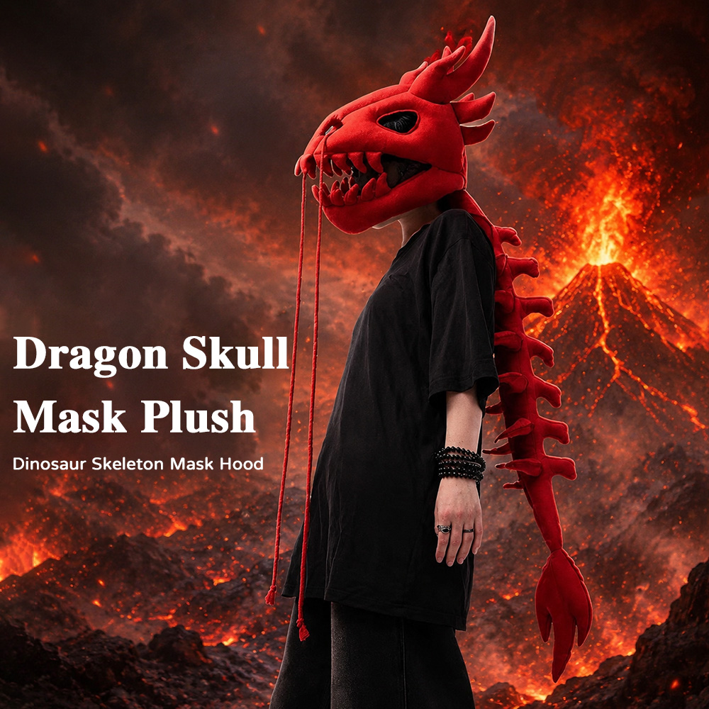 Photography Lighting Accessories - Dragon Skull Spine Plush Hood Long