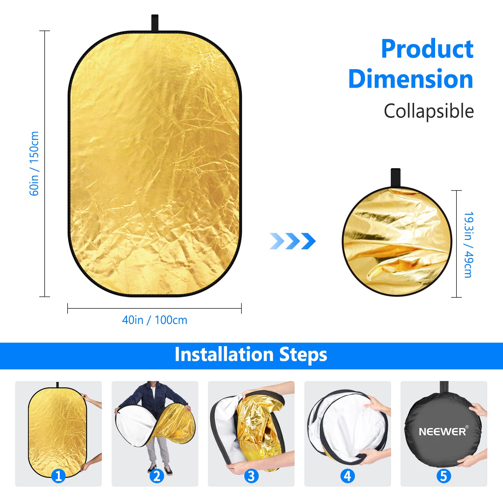 NEEWER Light Reflectors for Ph - Reflector Disc Silver 评论和价格