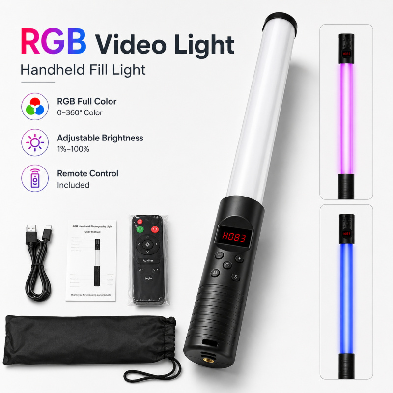 RGB Handheld Video Light Wand, - Photography Lighting For Indoor 评论和价格