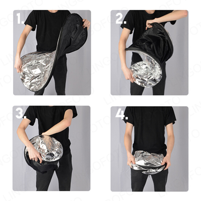 2 in 1 , 40cm Collapsible Roun - Reflector Disc Silver 评论和价格